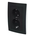 ABB Dupla dugalj SCHUKO/földelt gyermekvédett,
Zoni, fekete matt / fehér 5522T-C03458 137, 2CHT223458C4137