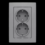 ABB Dupla dugalj SCHUKO/földelt gyermekvédett,
Zoni, szürke 5522T-C03458 141, 2CHT223458C4141