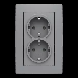   ABB Dupla dugalj SCHUKO/földelt gyermekvédett,
Zoni, szürke 5522T-C03458 141, 2CHT223458C4141