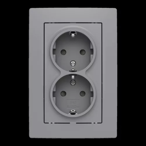 ABB Dupla dugalj SCHUKO/földelt gyermekvédett,
Zoni, szürke 5522T-C03458 141, 2CHT223458C4141