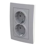 ABB Dupla dugalj SCHUKO/földelt gyermekvédett,
Zoni, szürke 5522T-C03458 141, 2CHT223458C4141