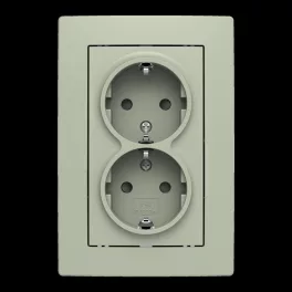   ABB Dupla dugalj SCHUKO/földelt gyermekvédett,
Zoni, olíva 5522T-C03458 143, 2CHT223458C4143