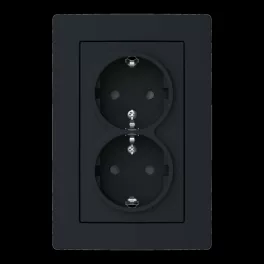   ABB Dupla dugalj SCHUKO/földelt gyermekvédett,
Zoni, fekete matt 5522T-C03458 237, 2CHT223458C4237