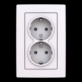   ABB Dupla dugalj SCHUKO/földelt gyermekvédett,Zoni, fehér 5522T-C03458 500, 2CHT223458C4500