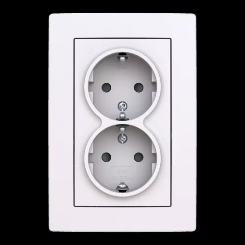 ABB Dupla dugalj SCHUKO/földelt gyermekvédett,Zoni, fehér 5522T-C03458 500, 2CHT223458C4500