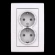 ABB Dupla dugalj SCHUKO/földelt gyermekvédett,Zoni, fehér 5522T-C03458 500, 2CHT223458C4500