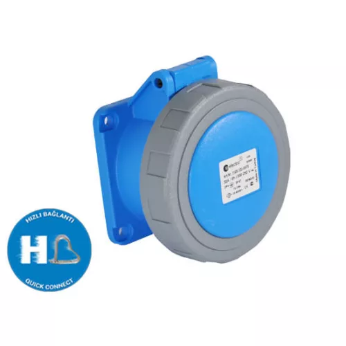 TP Electric 3x16A -  Beépíthető dugalj (tekerős csapfedél) kék, IP67, 220V 3021-322-0975