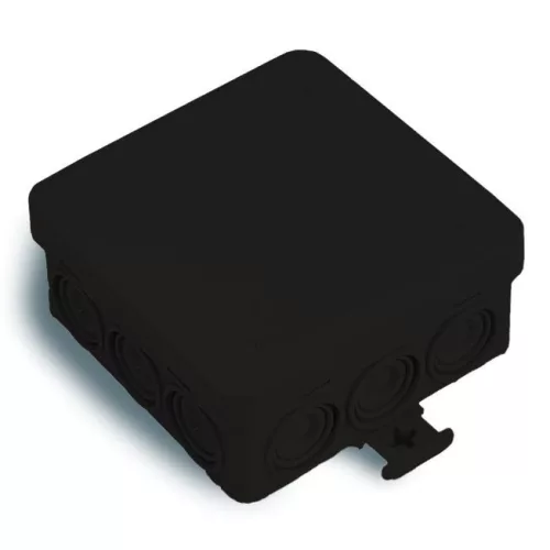 Kötődoboz 85x85x36mm könnyített oldal IP55 fekete (3052-N)