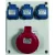 Szerelt ipari doboz 3074, 1db 5P 32A, 3 db HT IP44, 3070_2, Famatel S.A