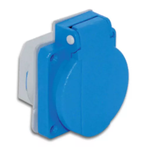 TP Electric Beépíthető műanyag dugalj csapfedeles kék 16A (40db/doboz) 3101-310-0900
