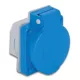 TP Electric Beépíthető műanyag dugalj csapfedeles kék 16A (40db/doboz) 3101-310-0900