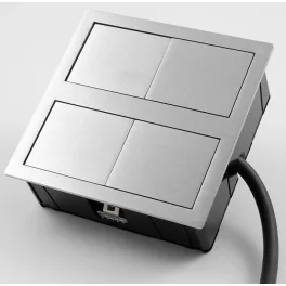   VersaHit Dual 2x230V, csiszolt alumínium elektromos dugaszoló aljzat ASA 311931