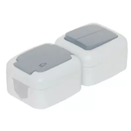   TP Electric Csillár kapcsoló + 220V dugalj - fedéllel (függőleges) - IP54 3201-302-0601