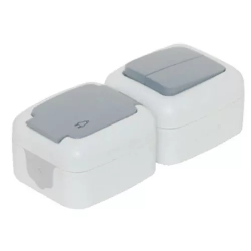 TP Electric Csillár kapcsoló + 220V dugalj - fedéllel (függőleges) - IP54 3201-302-0601