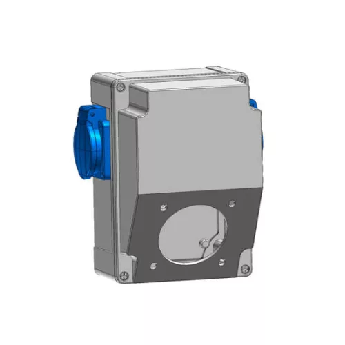 TP Electric Szerelt ipari doboz 120×170mm fúrt 3 fázisú (75x75) aljzathoz+1 fázisú kék aljzat 2 db 3317-002-1112