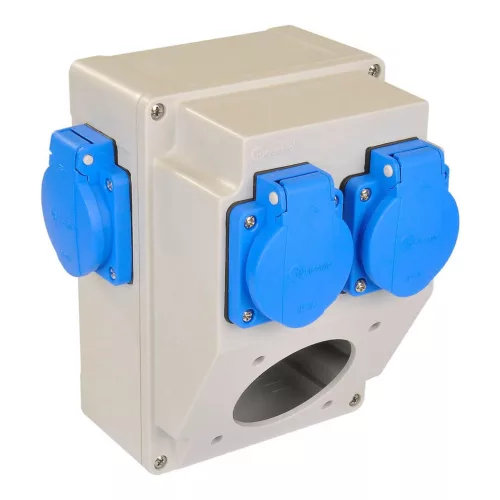 TP Electric Üres ipari doboz 120×170mm fúrt 3 fázisú (75x75) aljzathoz+1 fázisú kék aljzat 4 db 3317-202-1112