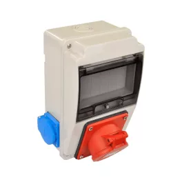   TP Electric Ipari doboz szerelt 130x220 1x(4P32A) + 2x(2P+F) oldalsó IP44 3318-002-2600