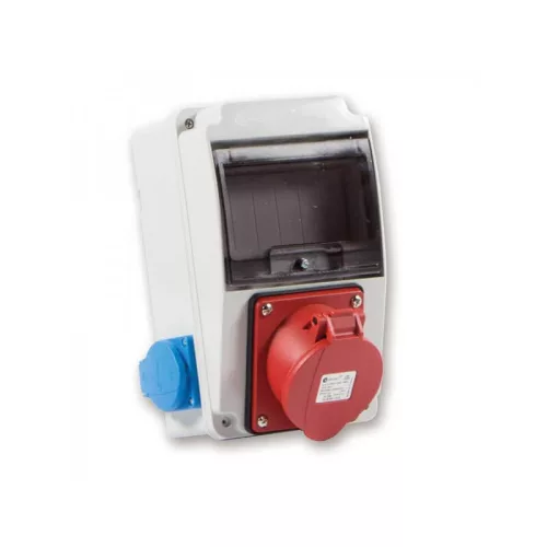 TP Electric Ipari doboz szerelt 130x220 1x(5P32A) + 2x(2P+F) oldalsó IP44 3318-002-7000