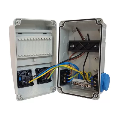 TP Electric Ipari doboz szerelt 130x220 2x(2P+F) előlapon + 2x(2P+F) oldalsó IP44 VEZETÉKELVE(3318-202-0000) 3318-111-0004