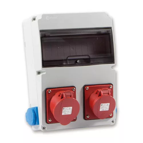 TP Electric Ipari doboz szerelt 220x300 2x(5P16A) + 2x(2P+F) oldalsó IP44 3320-002-5500