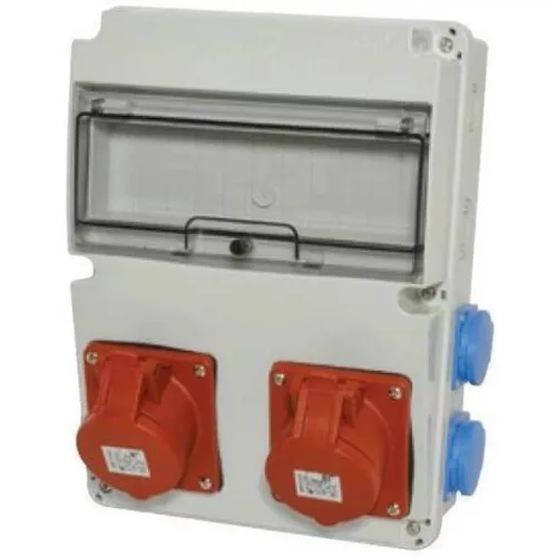 TP Electric Ipari doboz szerelt 220x300 2x(5P16A)+4x(2P+F)oldalsó IP44 3320-004-5500