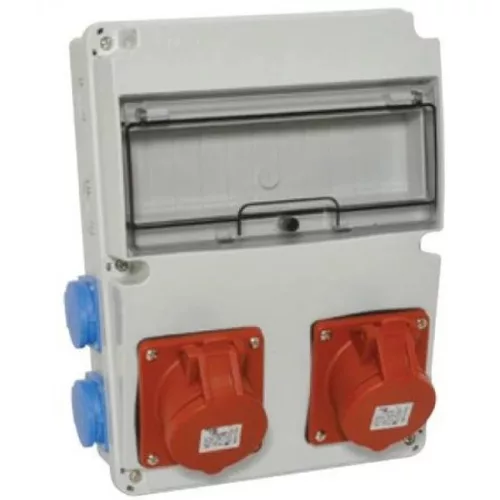 TP Electric Ipari doboz szerelt 220x300-1x(5P16A)+1x(5P32A)+4x(2P+F)oldalsó IP44 3320-004-5700