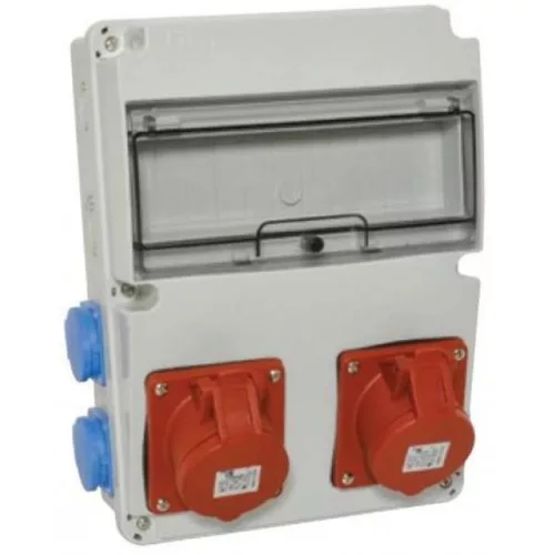 TP Electric Ipari doboz szerelt 220×300 2×(5P32A) +4×(2P+F) oldalsó 3320-004-7700