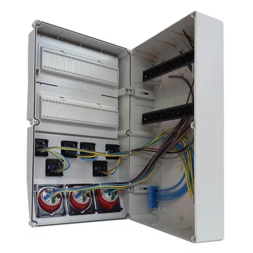 TP Electric Ipari doboz  300×540mm,IP54 6x(2P+F) + 2x(5P16A) +1x(5P32A)2x13modul VEZETÉKELVE(3321-600-5271) 3321-111-0002