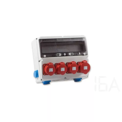TP Electric Szerelt ipari doboz 360×300mm 18modul(5×16A-IP44)×3+(5×32A-IP44)×1+(1×16A)×4 3323-022-5371
