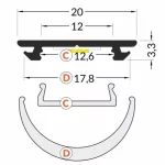Topmet TM-profil LED ARC 12 nyers alumínium 2000mm B2010000 CSAK AZ ALU PROFILl!!