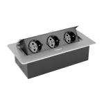 STRONG elektromos dugaszoló aljzat 3x230V, Schuko, 265x130x68 mm nemesacél szín 353328