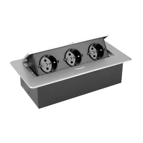 STRONG elektromos dugaszoló aljzat 3x230V, Schuko, 265x130x68 mm nemesacél szín 353328
