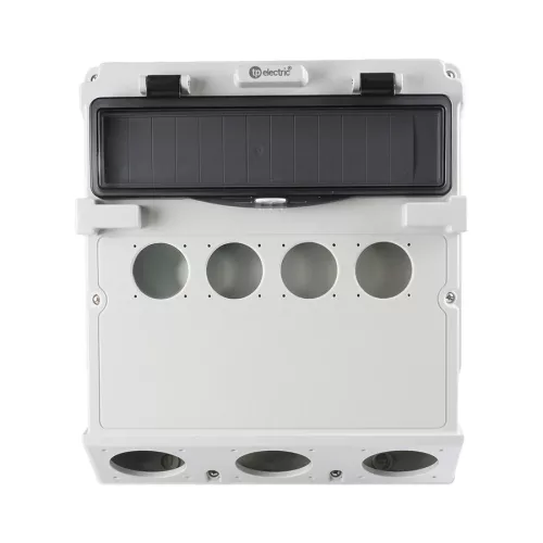 TP Electric Ipari üres doboz, 300x340, IP44, 14 modulos, 4x(2P+F) és 3x(75x75) szerelvényekhez előkészítve 3600-000-0000