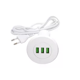   STRONG USB töltő, 3x töltő kimenet fehér Bútorba süllyeszthető, 361007