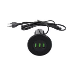 STRONG USB töltő, 3x töltő kimenet fekete Bútorba süllyeszthető, 367886