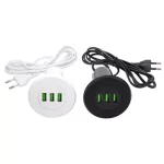 STRONG USB töltő, 3x töltő kimenet fekete Bútorba süllyeszthető, 367886
