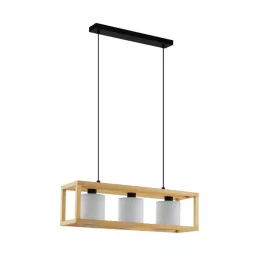   [OUTLET] GRANADOS függeszték acél, fa fekete, barna / textil fehérH: 1500 mm 390101 SpectrumLED