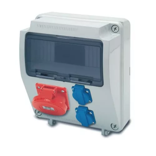 AcQUA 9 modulos szerelt ipari doboz /2db ht. alj+1db 5P 32A/, 3957_8, Famatel S.A