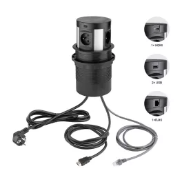   STRONG Kihúzható elektromos aljzat, 4x230V,1xRJ45,2xUSB A 5V,1xHDMI, vezeték nélküli telefontöltővel, 403258