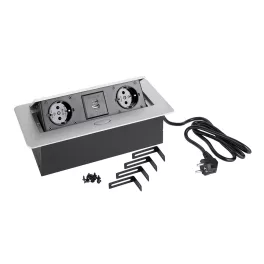   Strong Elektromos aljzat 2x 230V, 2x USB A/C, Schuko, 265x130x68 mm nemesacél szín 405245