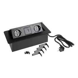   Strong Elektromos aljzat 2x 230V, 2x USB A/C, Schuko, 265x130x68 mm fekete 405246