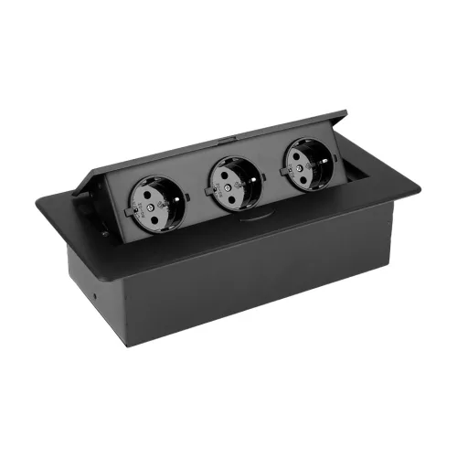 STRONG elektromos dugaszoló aljzat 3x230V, Schuko, 265x130x68 mm fekete 405248
