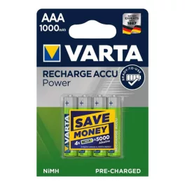   VARTA 5703 akkumulátor AAA, NiMH akkumulátor, mini ceruza, 1000 mAh kapacitás, RTU - feltöltött és használatra kész, 4 db/csomag, 5703