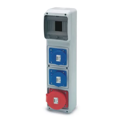 ACQUA doboz 6 modul - 2db házt. aljzat + 1db 5p 32A alj IP44, 6405_1, Famatel S.A