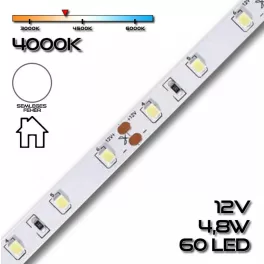  LEDSZALAG 2835WN 60led/m IP20 4000K 300lm 4,8W/m természetes fehér 70120