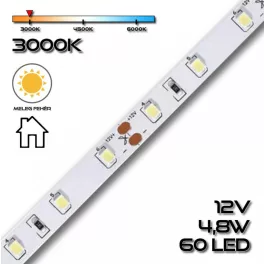   LEDSZALAG 2835WN 60led/m IP20 3000K 300lm 4,8W/m meleg fehér 70130