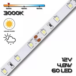   LEDSZALAG 2835WN 60led/m IP65 3000K 300lm 4,8W/m meleg fehér 70132 szilikon
