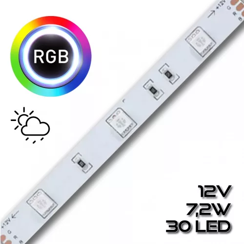 LEDSZALAG RGB 5050smd 30led/m IP65 12V színes 7,2W/m RGB 70380 szilikon