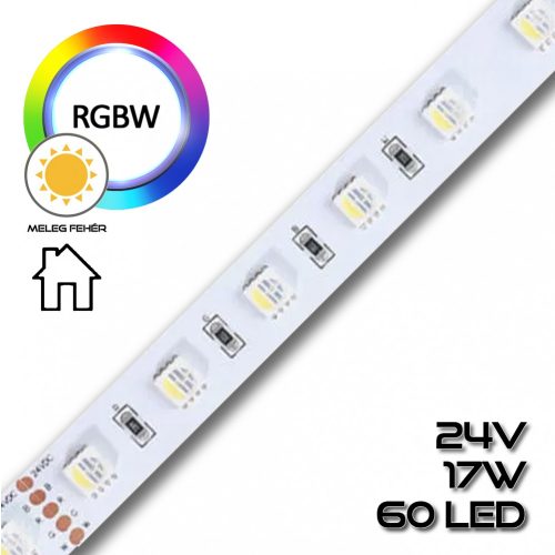 LEDSZALAG RGBW 5050smd-60WN 60led/m IP20 24V színes+fehér 3000K 17W/m 70652