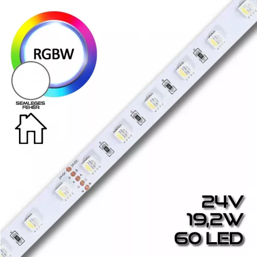 LEDSZALAG RGBW 5050smd-60WN 60led/m IP20 24V színes+fehér 4500K 17W/m 70662